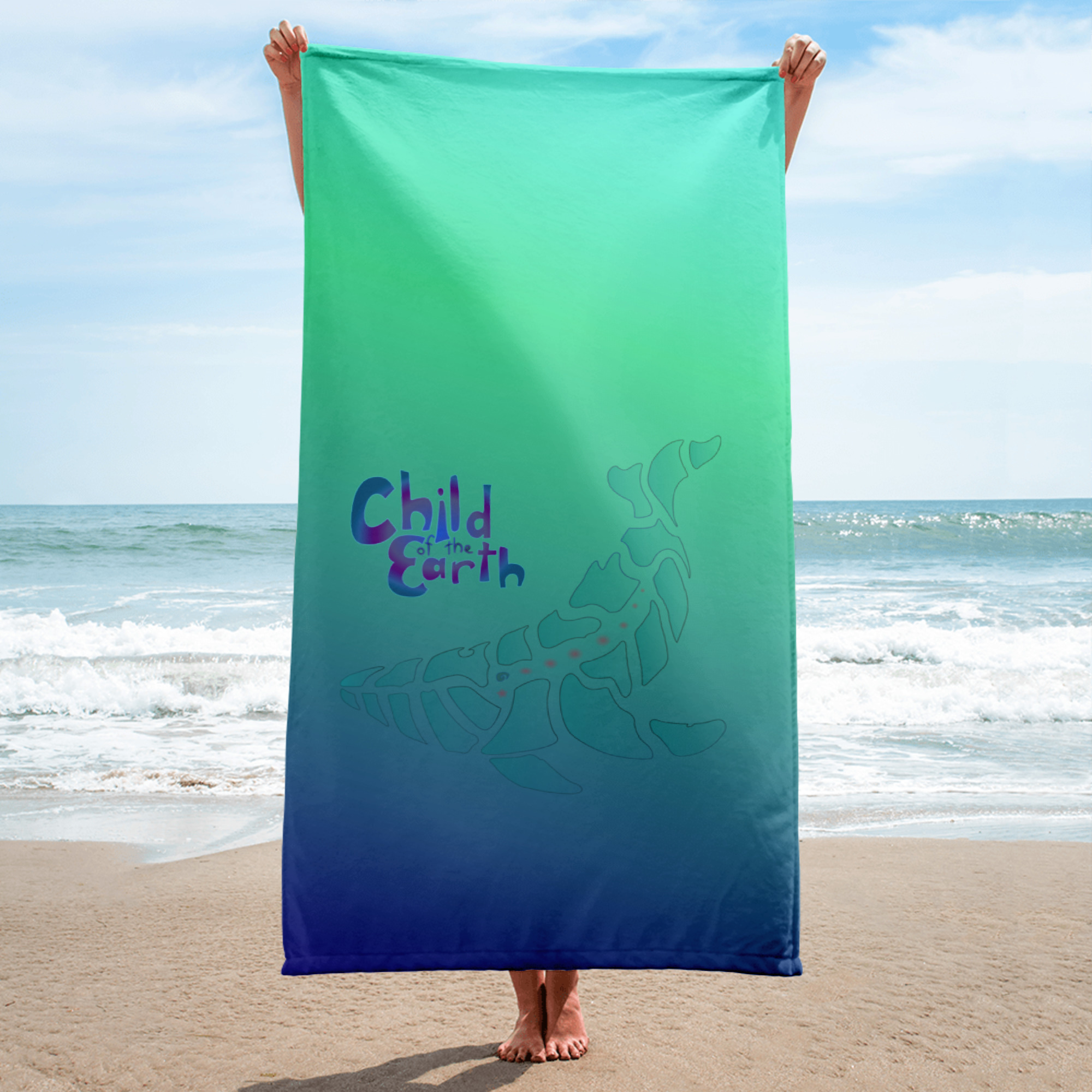 CotE Sundappled Bluewhale / Greenocean Towel Child of the Earth Art